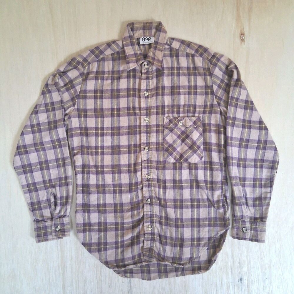 Vtg Gap Shirt Mens Small Womens Med Plaid Button Up Flannel Lumberjack 70's